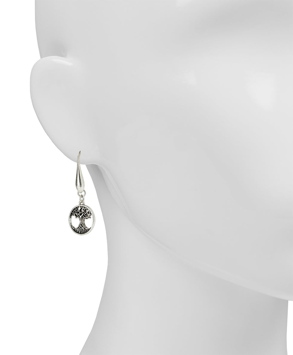 Female - Tree Drop Earrings | Key to My Heart Collection | Silver Ox - silver ox - by Patricia Nash - View 2 of 2