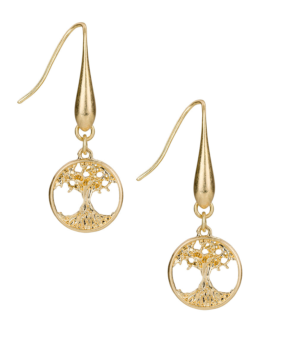 Female - Tree Drop Earrings | Key to My Heart Collection | Antique Gold - antique gold - by Patricia Nash - View 1 of 2