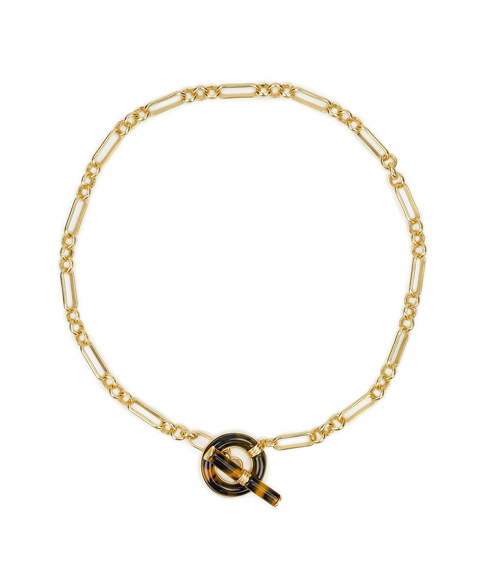 Female - Toggle Necklace | Pave Tortoise Resin Collection | Matte Gold - matte gold - by Patricia Nash - View 1 of 2