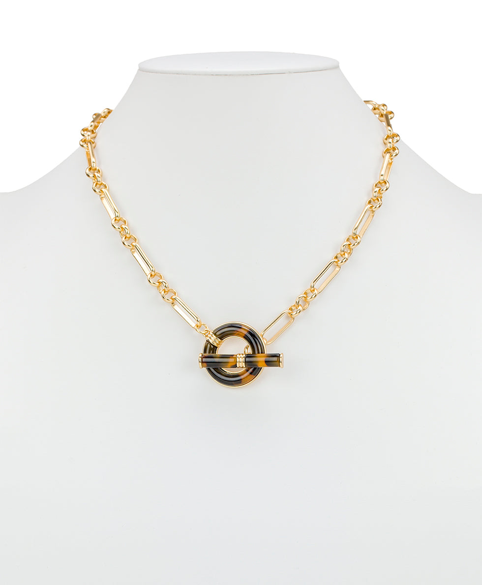 Female - Toggle Necklace | Pave Tortoise Resin Collection | Matte Gold - matte gold - by Patricia Nash - View 2 of 2