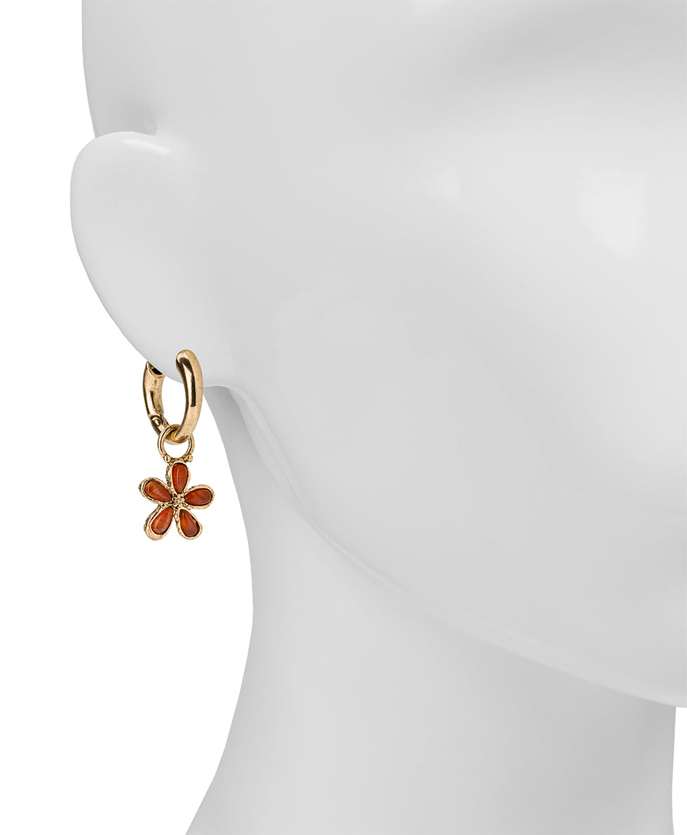 Female - Sunstone Huggie Drop Earrings | Stone Inlay Collection | Antique Gold - antique gold - by Patricia Nash - View 2 of 2