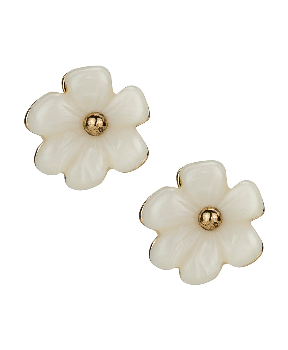 Female - Resin Flower Earrings | Charming Collection | Antique Gold - antique gold - by Patricia Nash - View 1 of 2
