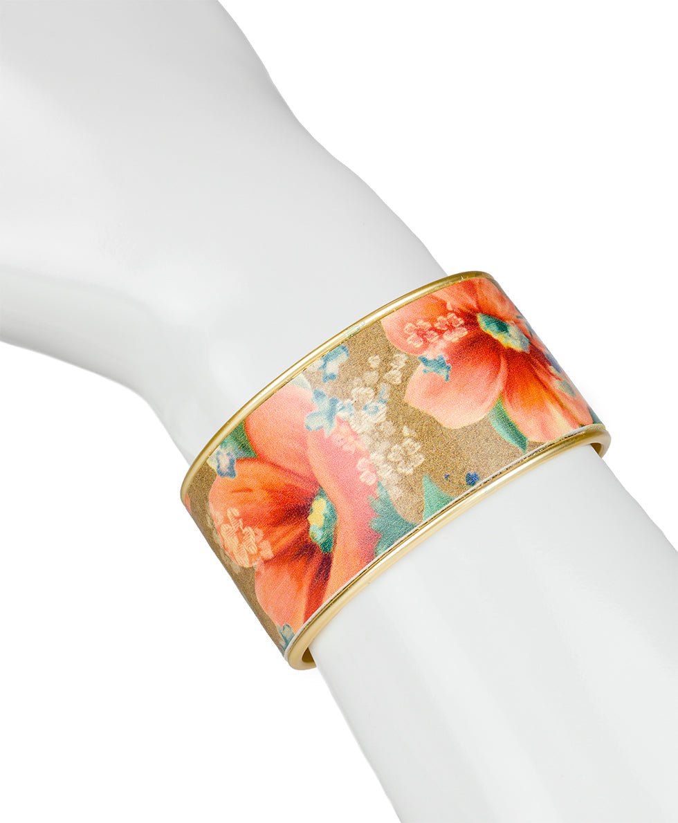 Eletta Cuff Bracelet - Leather Cuffs - apricot blossoms spot - by Patricia Nash - View 3 of 3