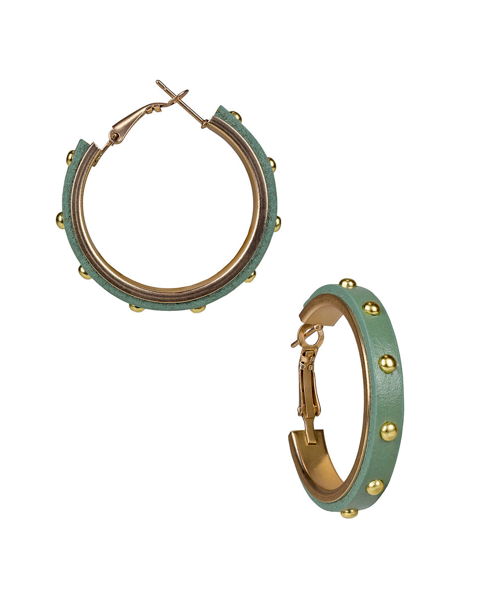 Colette Studded Hoops - Studded and Stacked - Distressed Sage