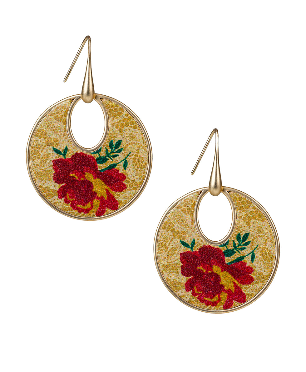 Female - Sari Doorknocker Earrings - Western Lace Spot Print - western lace spot - by Patricia Nash - View 1 of 2