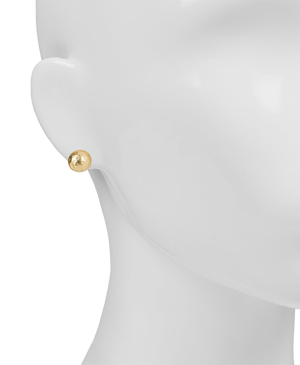 Hammered Ball Stud Earrings - Not So Basics - egyptian gold - by Patricia Nash - View 2 of 2