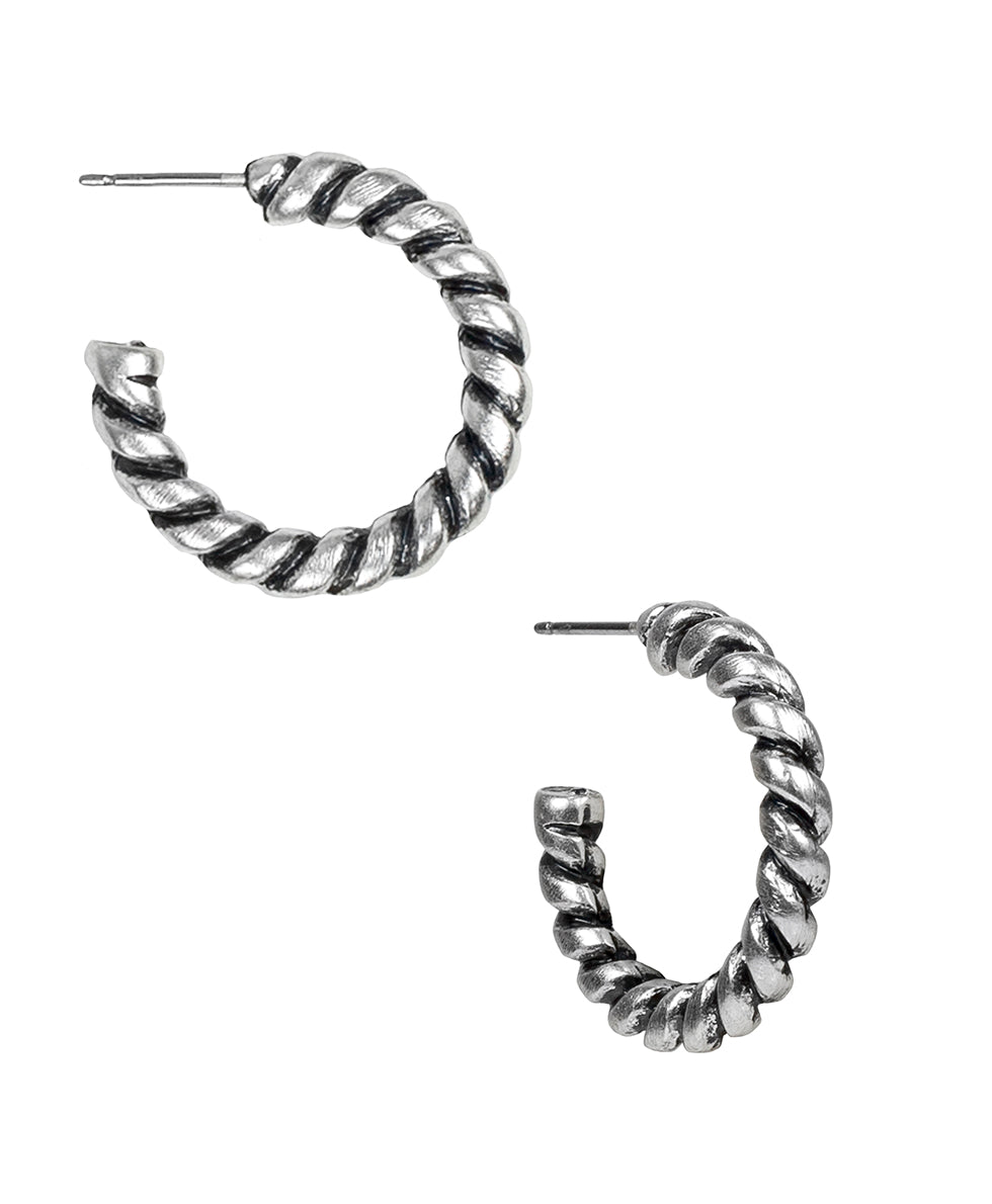 Rope Hoop Earrings - Basics Collection - antique gold - by Patricia Nash - View 3 of 6