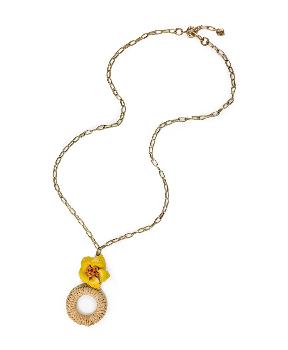 Valentina Flower Pendant Necklace - Rattan - rattan - by Patricia Nash - View 2 of 3