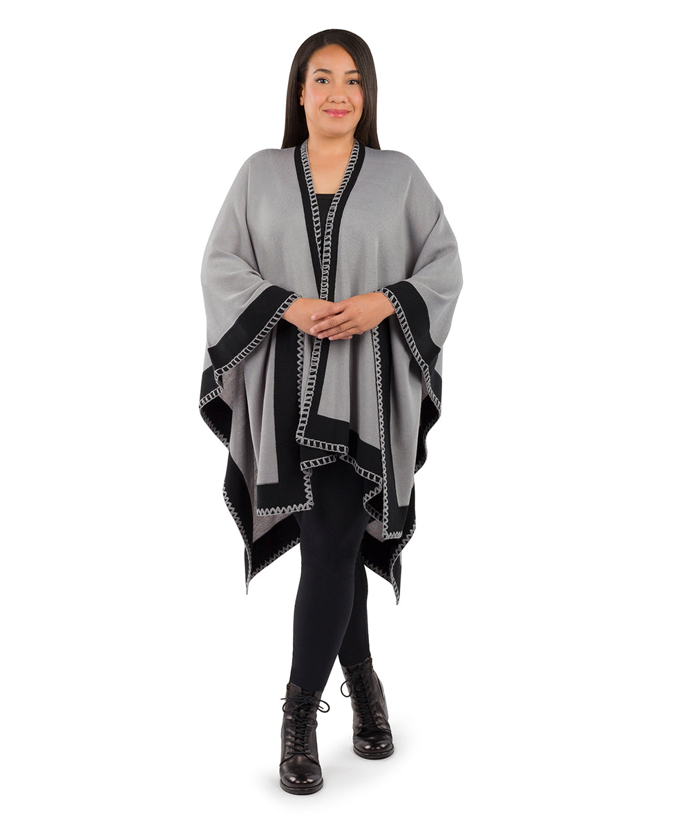 Colorblock Short Shawl - Classics - maroon / black - by Patricia Nash - View 34 of 50