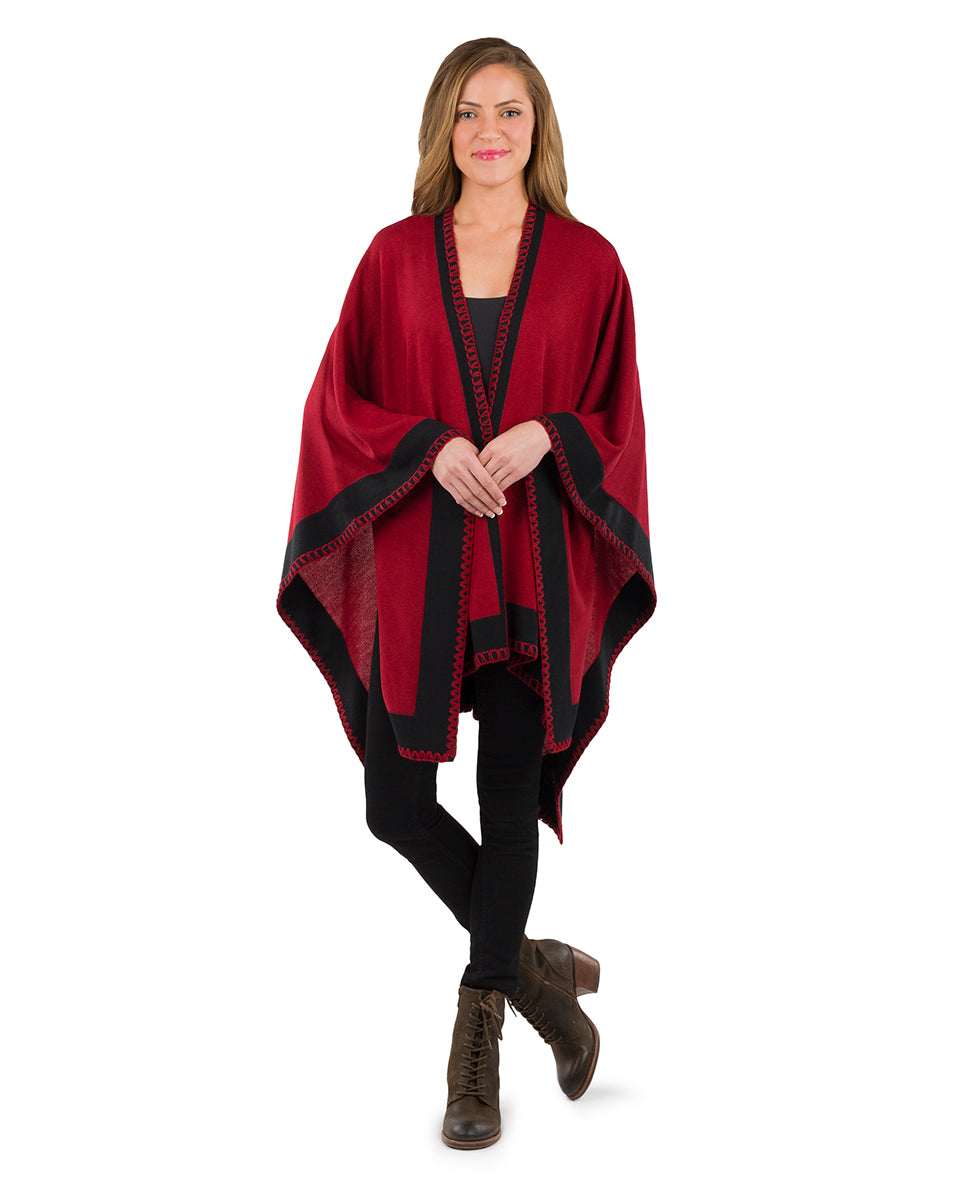 Color Block Short Shawl - Classics - maroon / black - by Patricia Nash - View 1 of 6