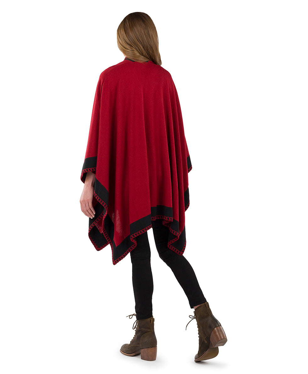 Color Block Short Shawl - Classics - maroon / black - by Patricia Nash - View 2 of 6