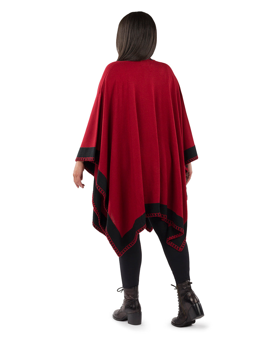 Color Block Short Shawl - Classics - maroon / black - by Patricia Nash - View 5 of 6