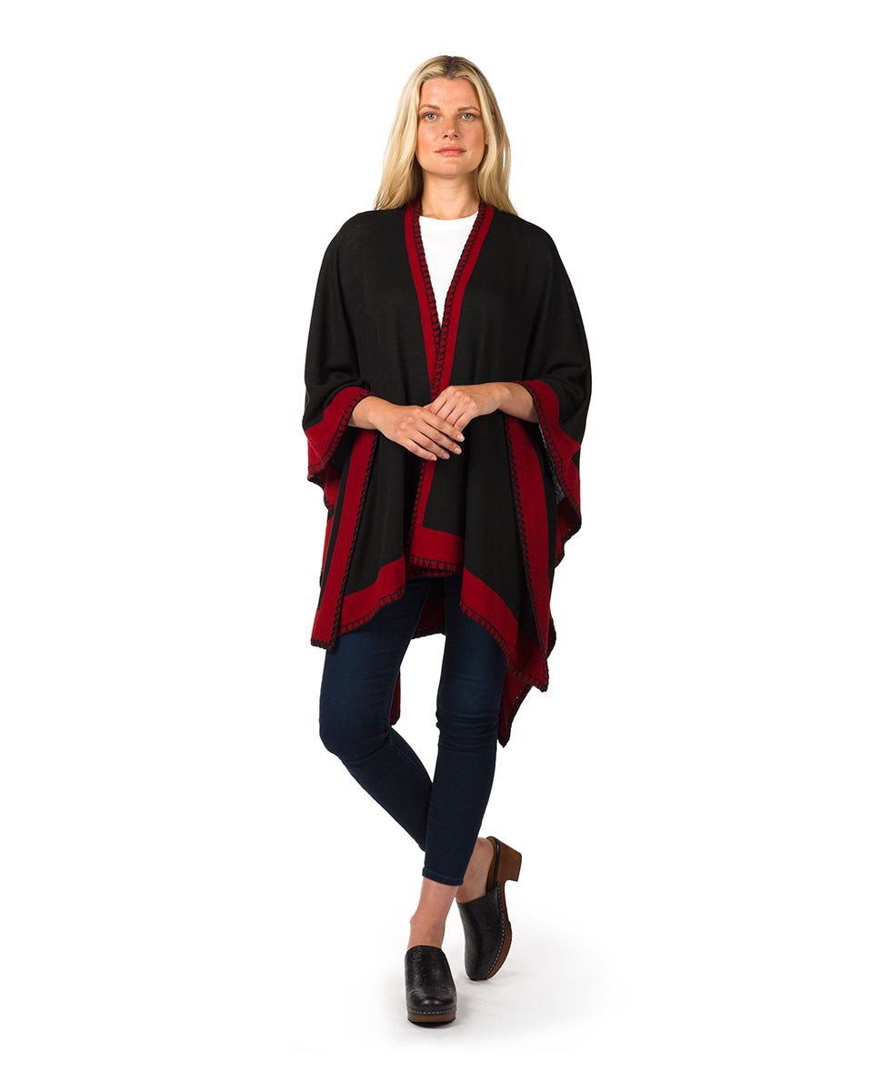 Colorblock Short Shawl - Classics - maroon / black - by Patricia Nash - View 4 of 50