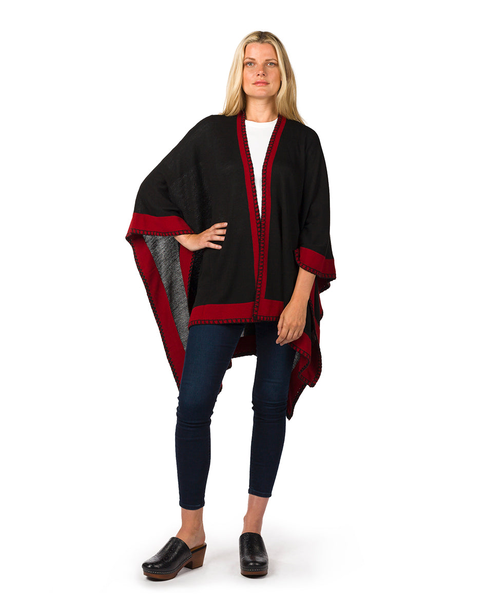 Colorblock Short Shawl - Classics - maroon / black - by Patricia Nash - View 6 of 50