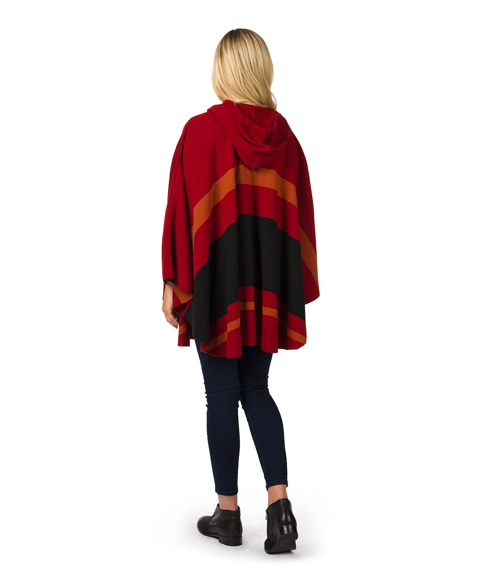 Striped Hooded Cape - Classics - camel/black/chocolate - by Patricia Nash - View 2 of 25