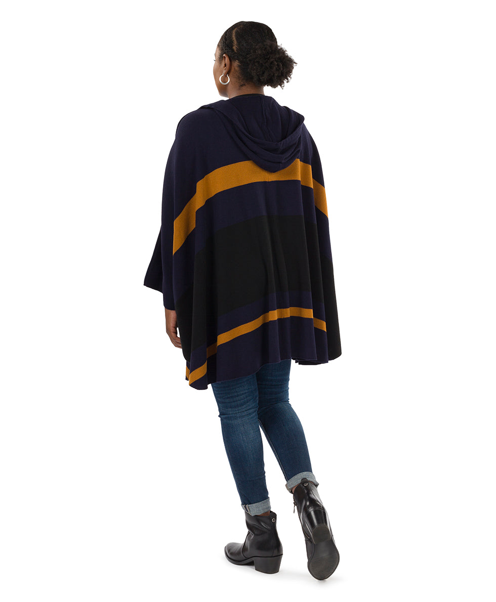 Striped Hooded Cape - Classics - camel/black/chocolate - by Patricia Nash - View 13 of 25