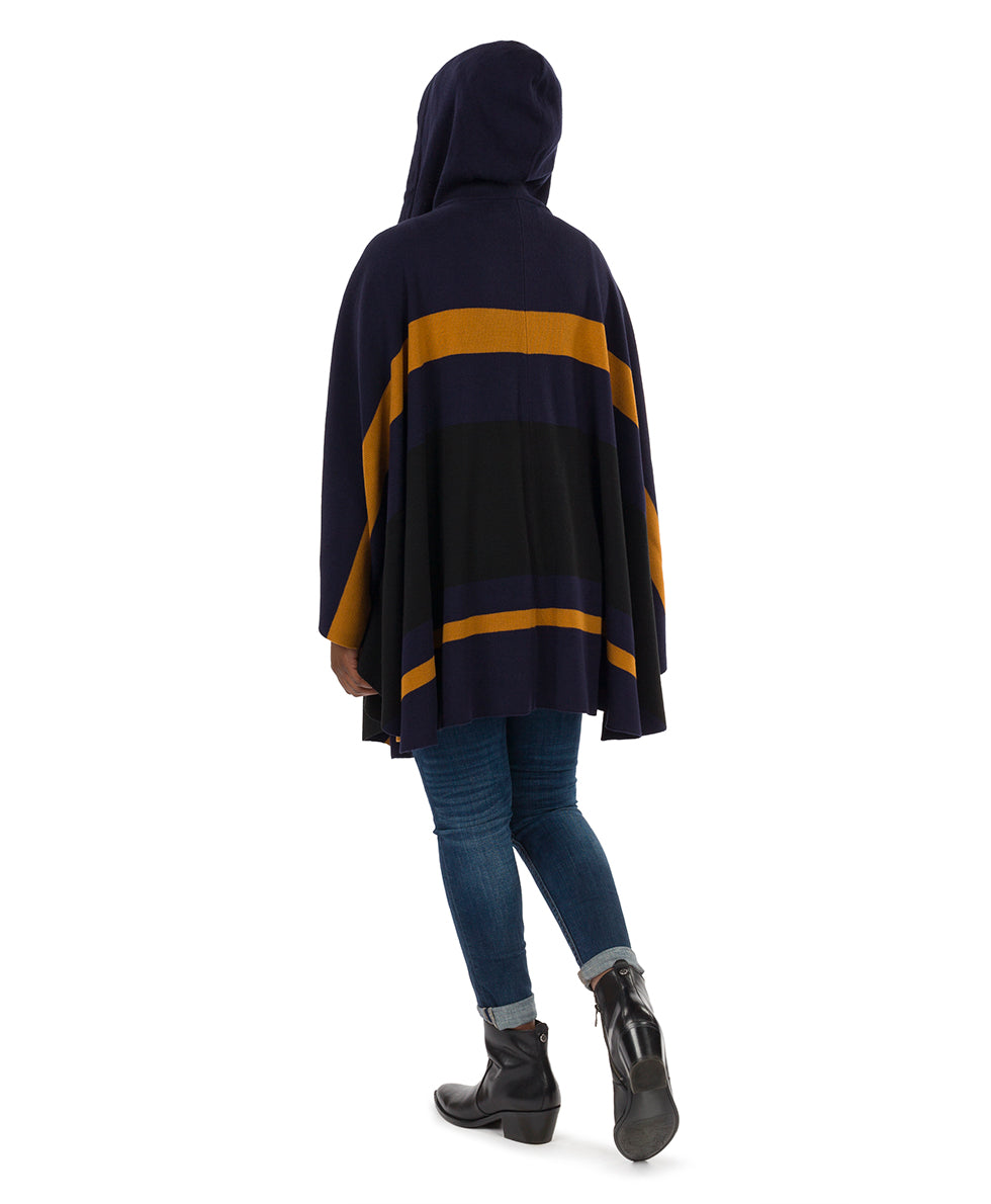 Striped Hooded Cape - Classics - camel/black/chocolate - by Patricia Nash - View 14 of 25