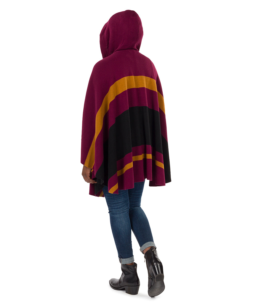 Striped Hooded Cape - Classics - camel/black/chocolate - by Patricia Nash - View 18 of 25