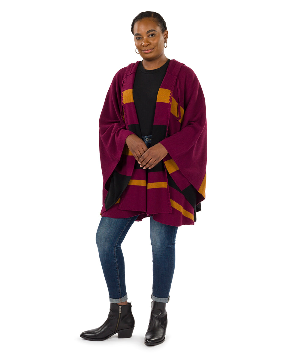Striped Hooded Cape - Classics - camel/black/chocolate - by Patricia Nash - View 19 of 25