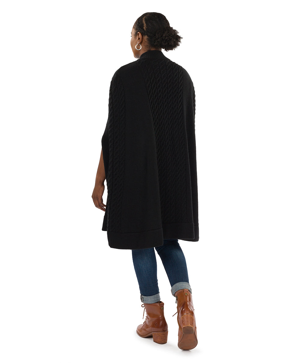 Long Cable Cape - Vintage - black - by Patricia Nash - View 2 of 23