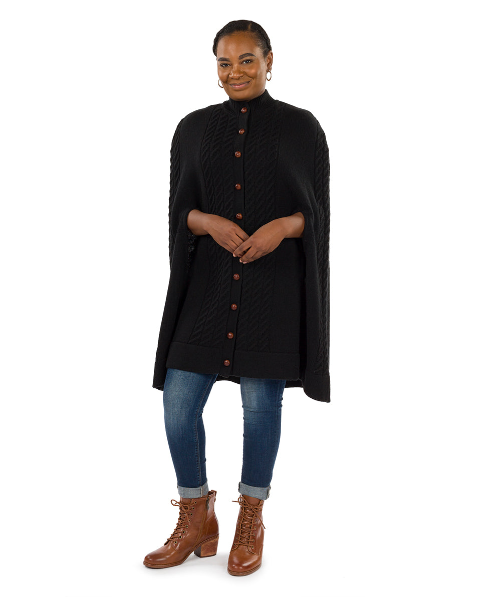 Long Cable Cape - Vintage - black - by Patricia Nash - View 3 of 23