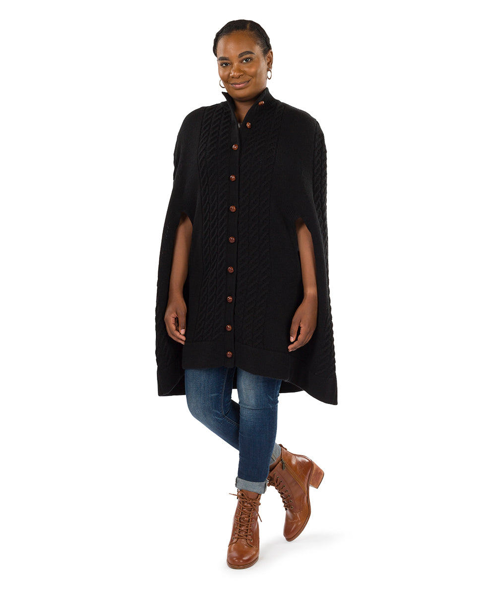 Long Cable Cape - Vintage - black - by Patricia Nash - View 4 of 23