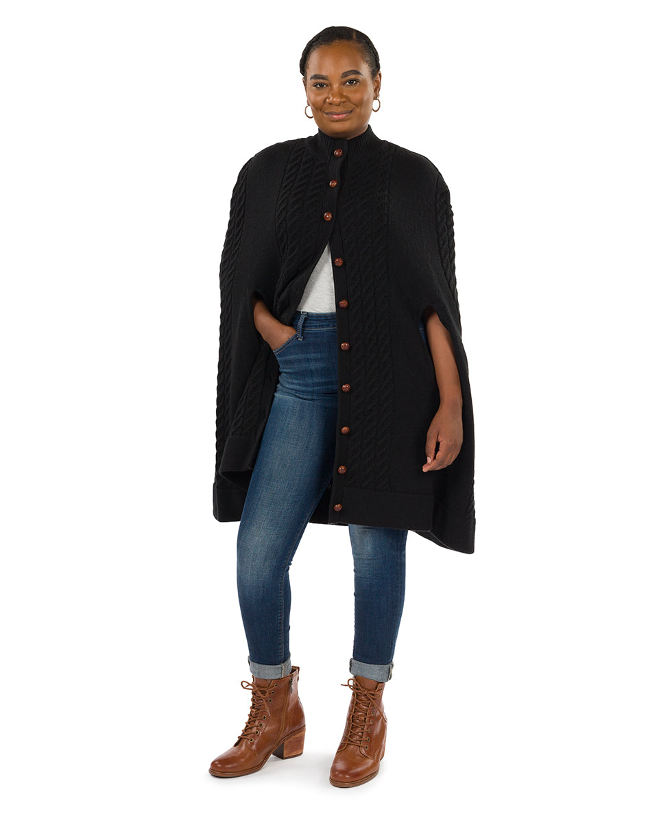 Long Cable Cape - Vintage - black - by Patricia Nash - View 5 of 23