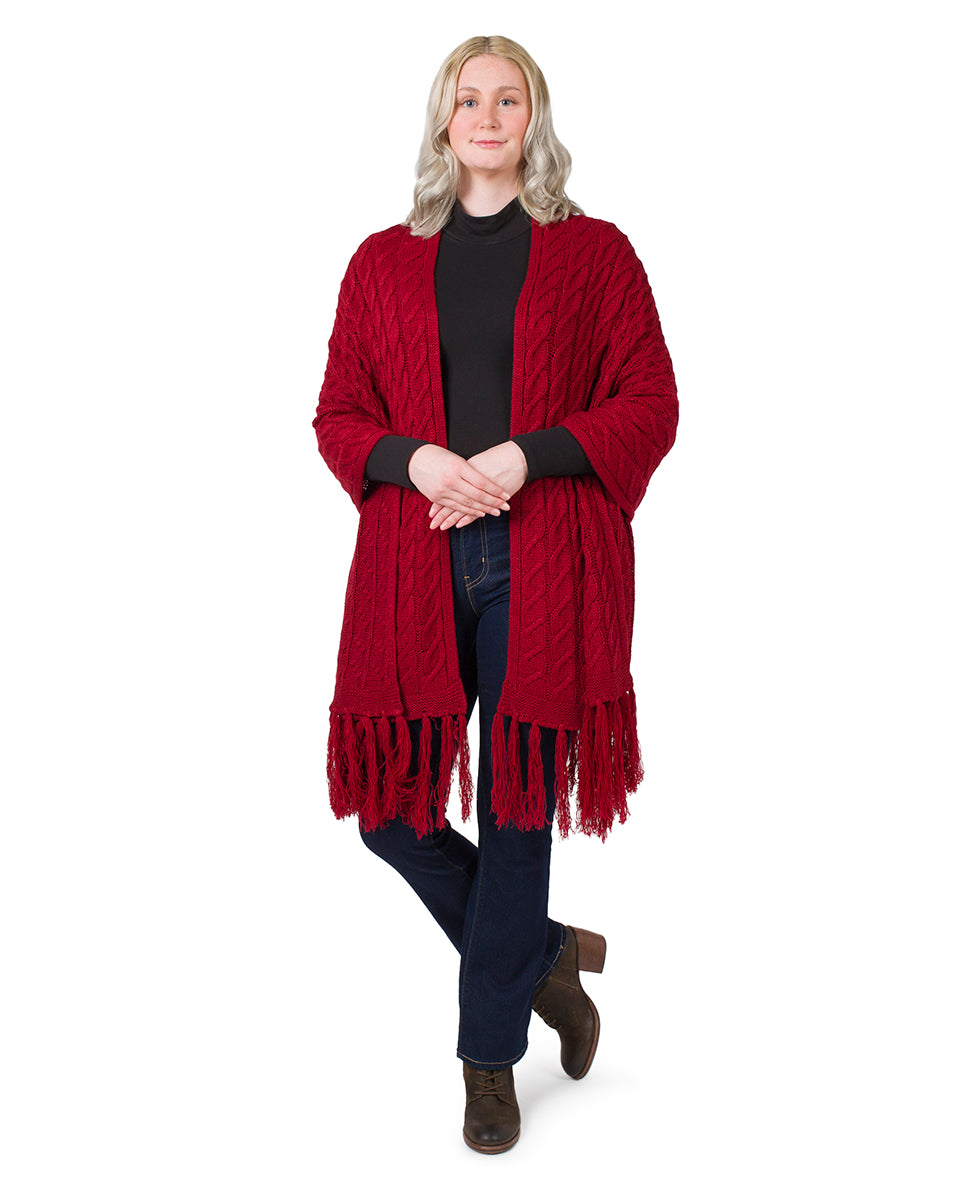 Oversize Cable Knit Scarf - Fringed - camel - by Patricia Nash - View 17 of 30