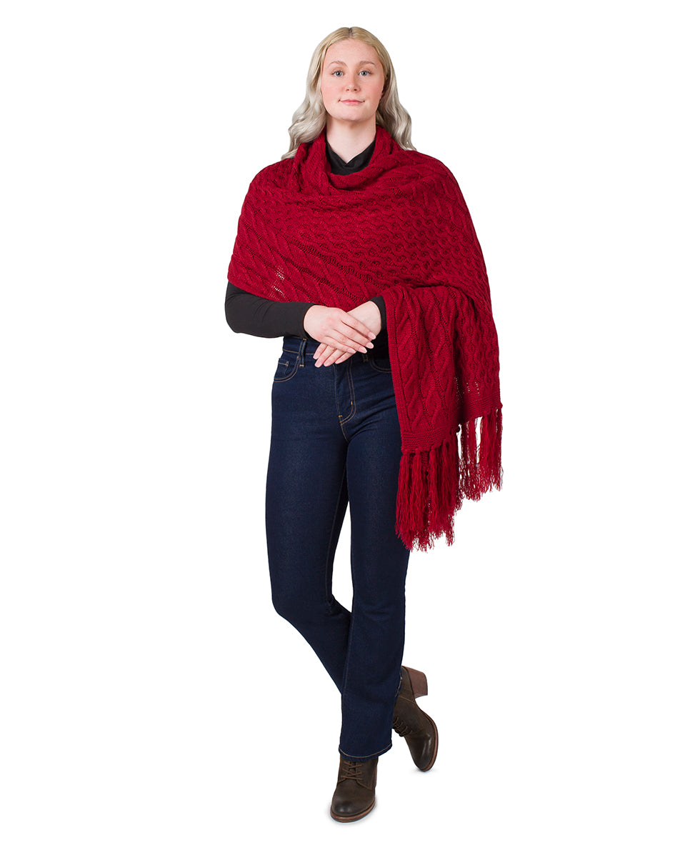 Oversize Cable Knit Scarf - Fringed - camel - by Patricia Nash - View 19 of 30