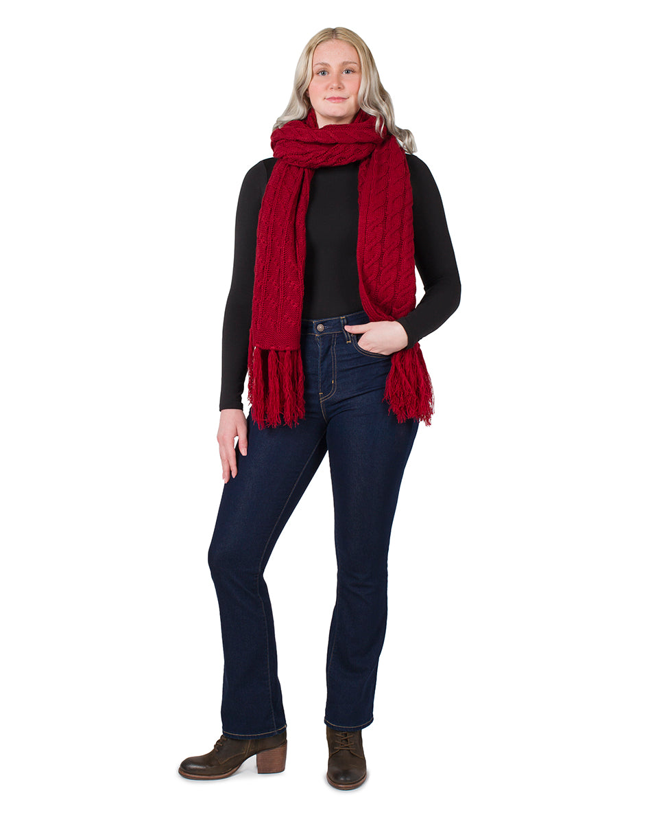 Oversize Cable Knit Scarf - Fringed - camel - by Patricia Nash - View 20 of 30
