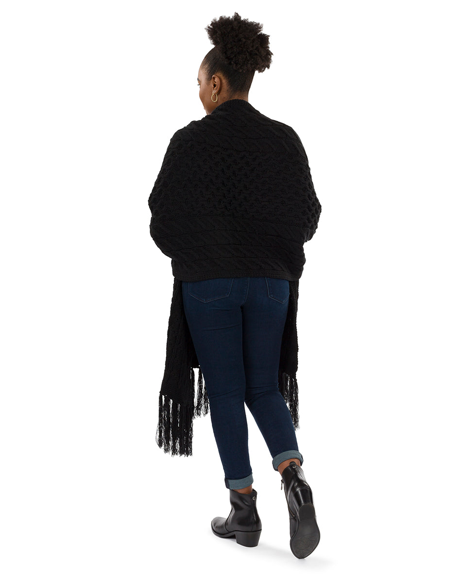 Oversize Cable Knit Scarf - Fringed - camel - by Patricia Nash - View 6 of 30