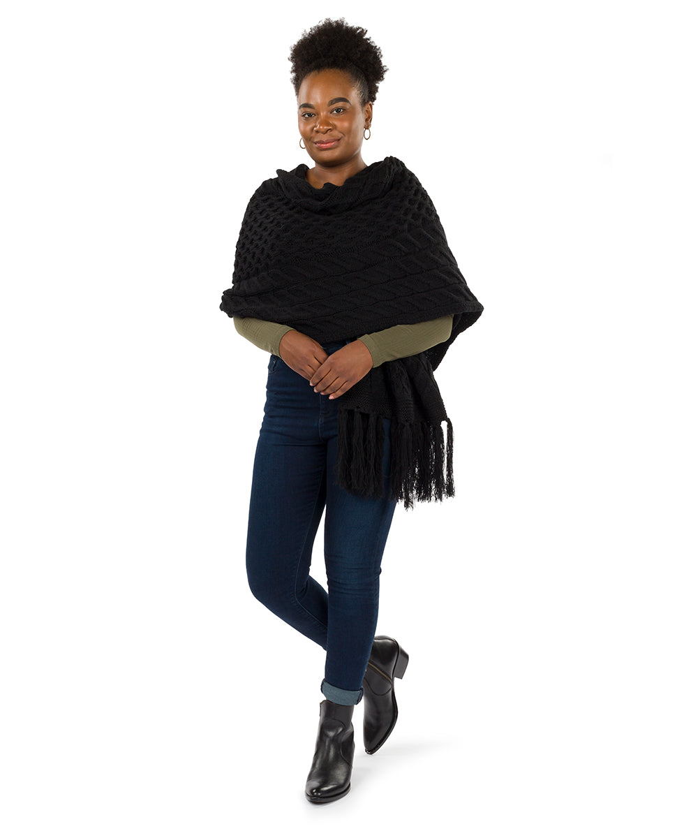 Oversize Cable Knit Scarf - Fringed - camel - by Patricia Nash - View 7 of 30