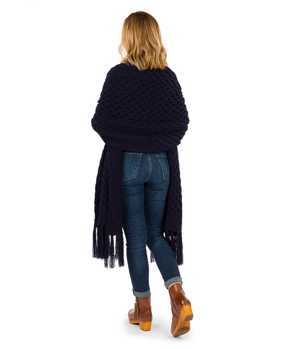 Oversize Cable Knit Scarf - Fringed - camel - by Patricia Nash - View 14 of 30