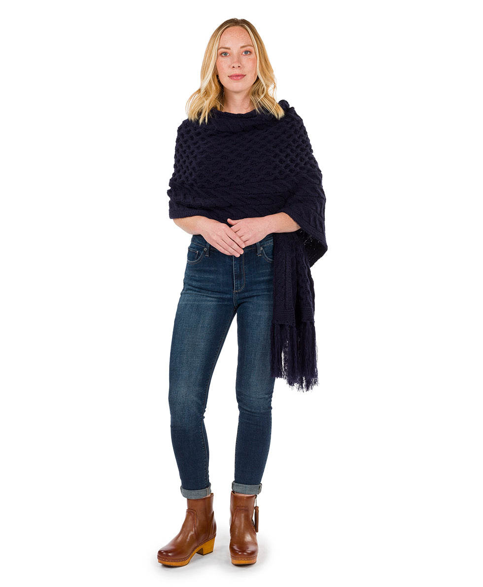 Oversize Cable Knit Scarf - Fringed - camel - by Patricia Nash - View 15 of 30