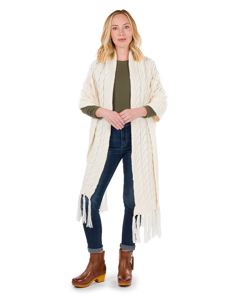 Oversize Cable Knit Scarf - Fringed - camel - by Patricia Nash - View 9 of 30