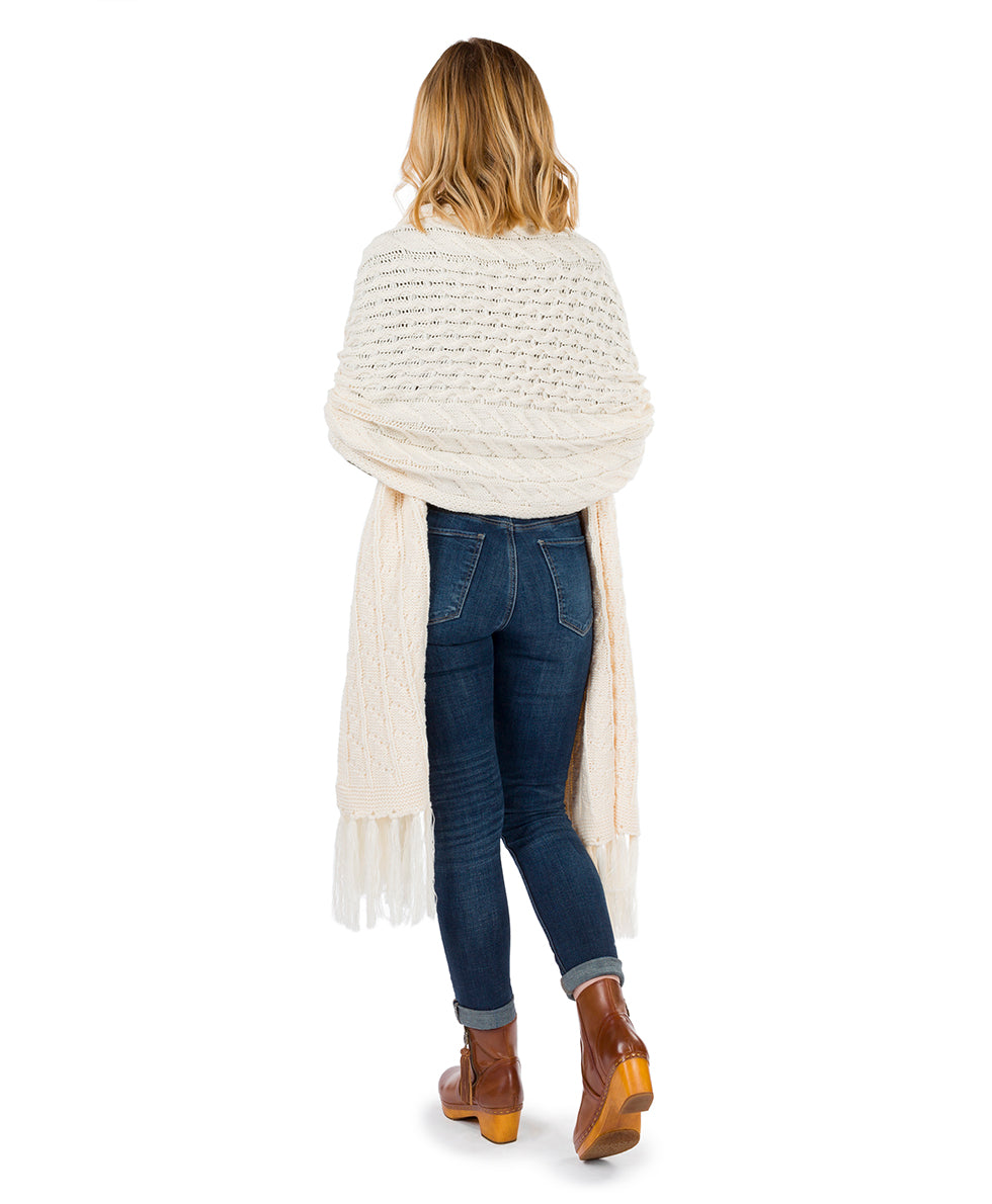 Oversize Cable Knit Scarf - Fringed - camel - by Patricia Nash - View 10 of 30