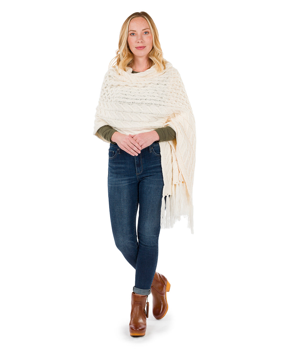 Oversize Cable Knit Scarf - Fringed - camel - by Patricia Nash - View 11 of 30