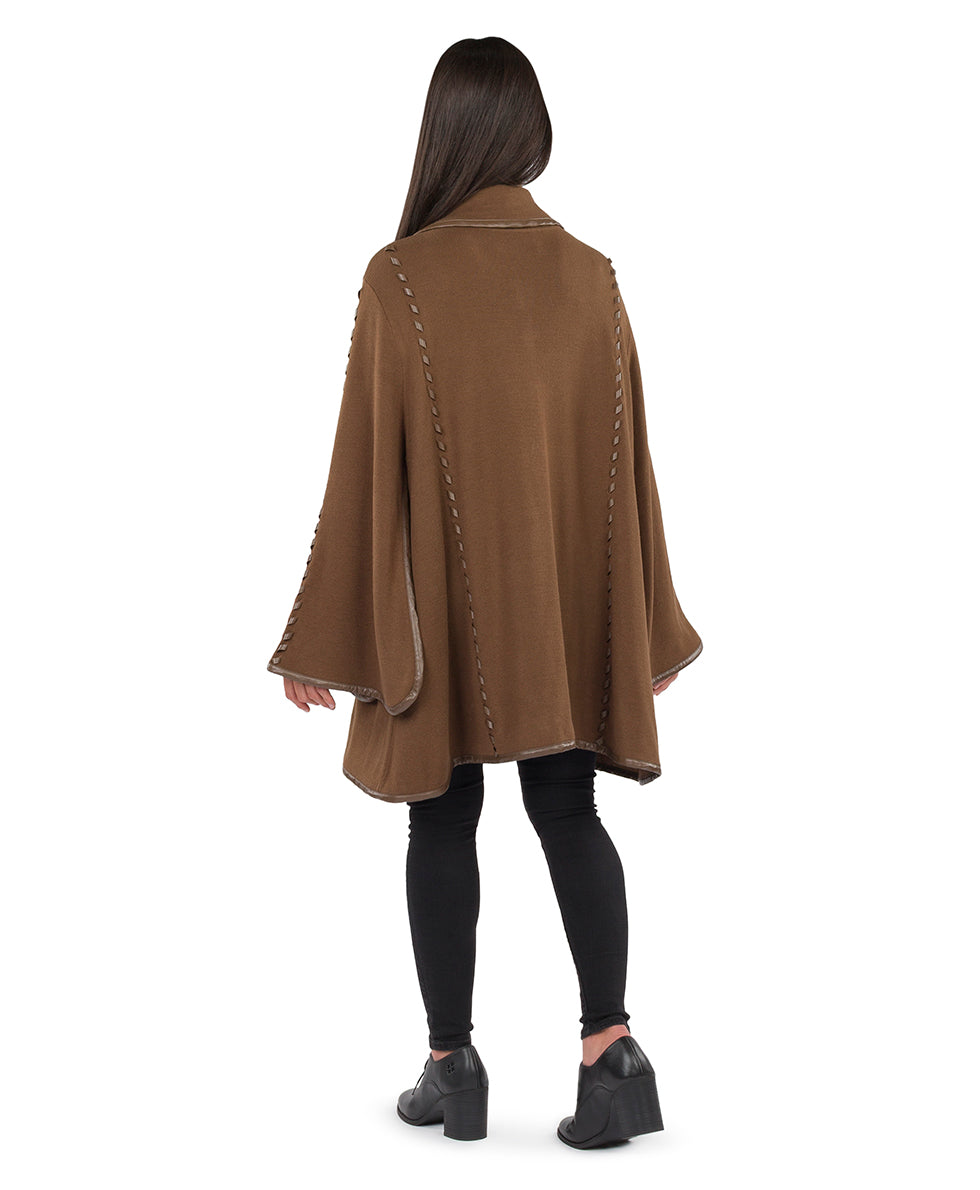 Female - Hand Laced Cape with Clasp - Vintage - mushroom - by Patricia Nash - View 23 of 30