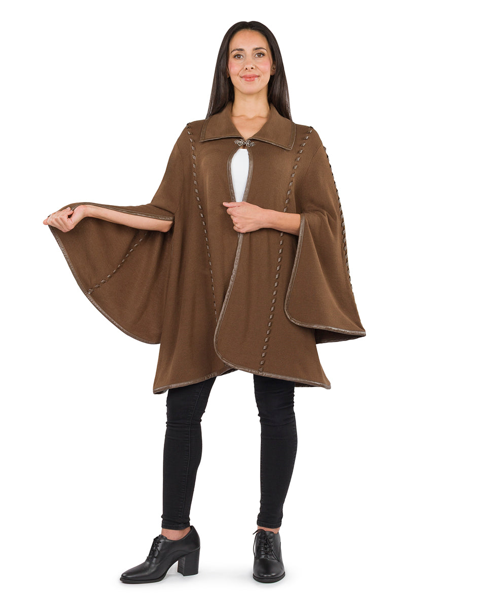 Female - Hand Laced Cape with Clasp - Vintage - mushroom - by Patricia Nash - View 24 of 30