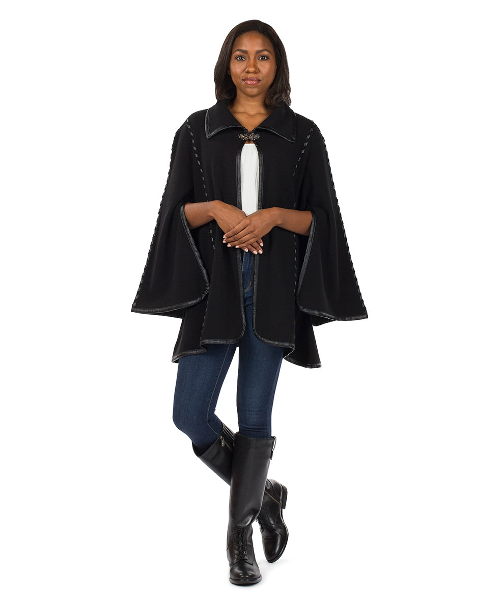 Female - Hand Laced Cape with Clasp - Vintage - mushroom - by Patricia Nash - View 8 of 30