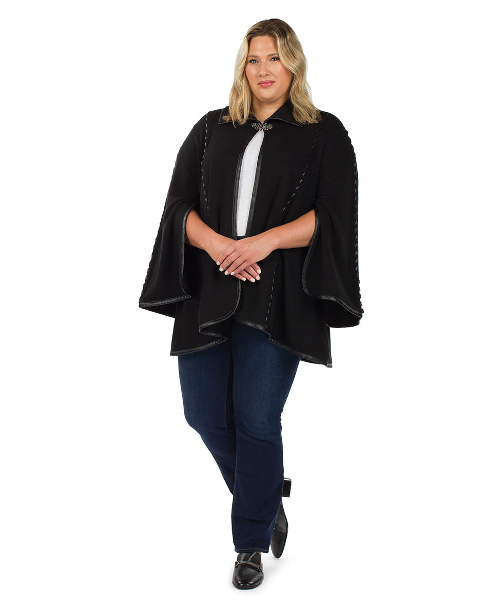 Female - Hand Laced Cape with Clasp - Vintage - mushroom - by Patricia Nash - View 11 of 30