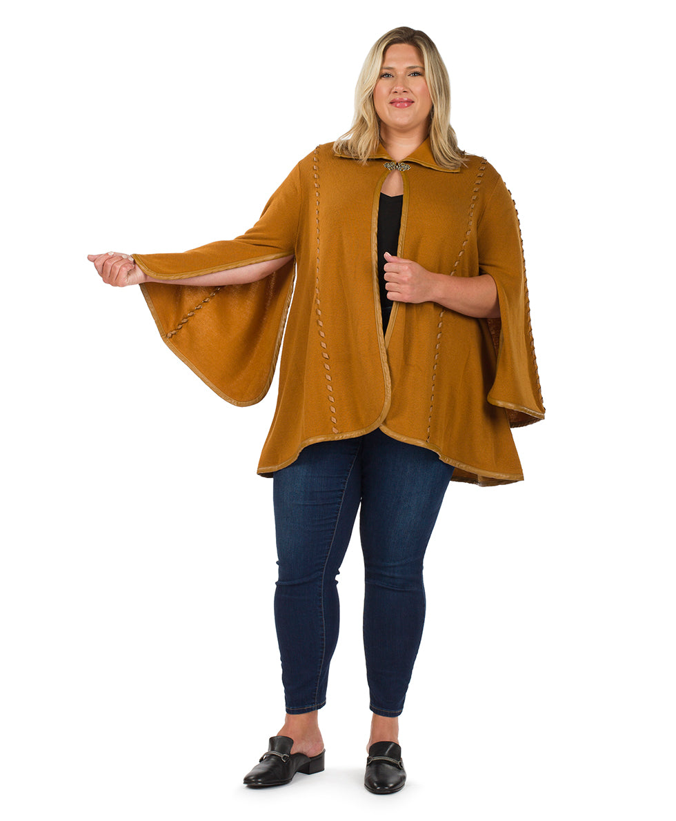 Female - Hand Laced Cape with Clasp - Vintage - camel - by Patricia Nash - View 6 of 7