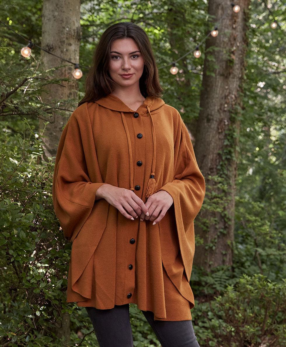 Hooded Cape with Buttons - Vintage - black - by Patricia Nash - View 12 of 15