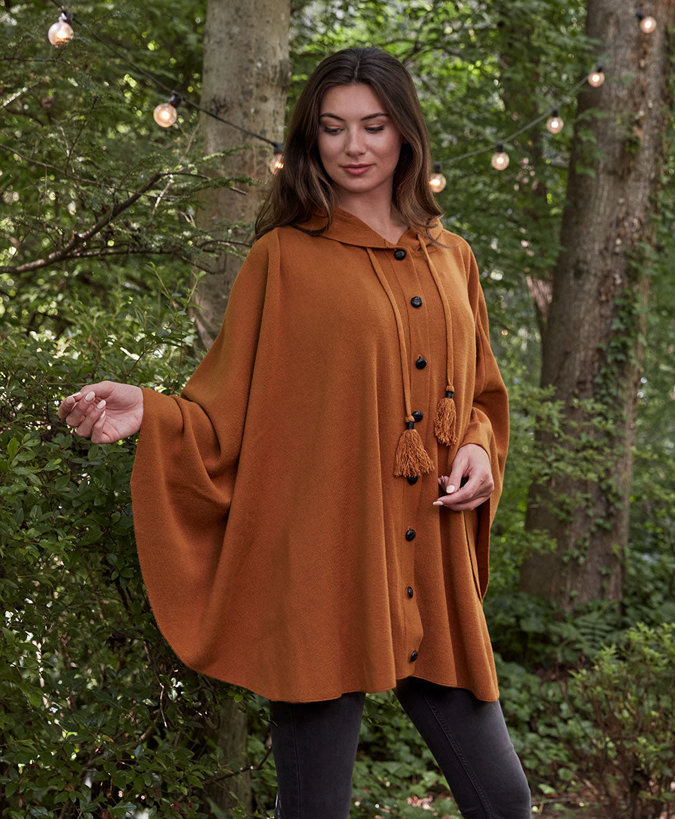 Hooded Cape with Buttons - Vintage - black - by Patricia Nash - View 13 of 15