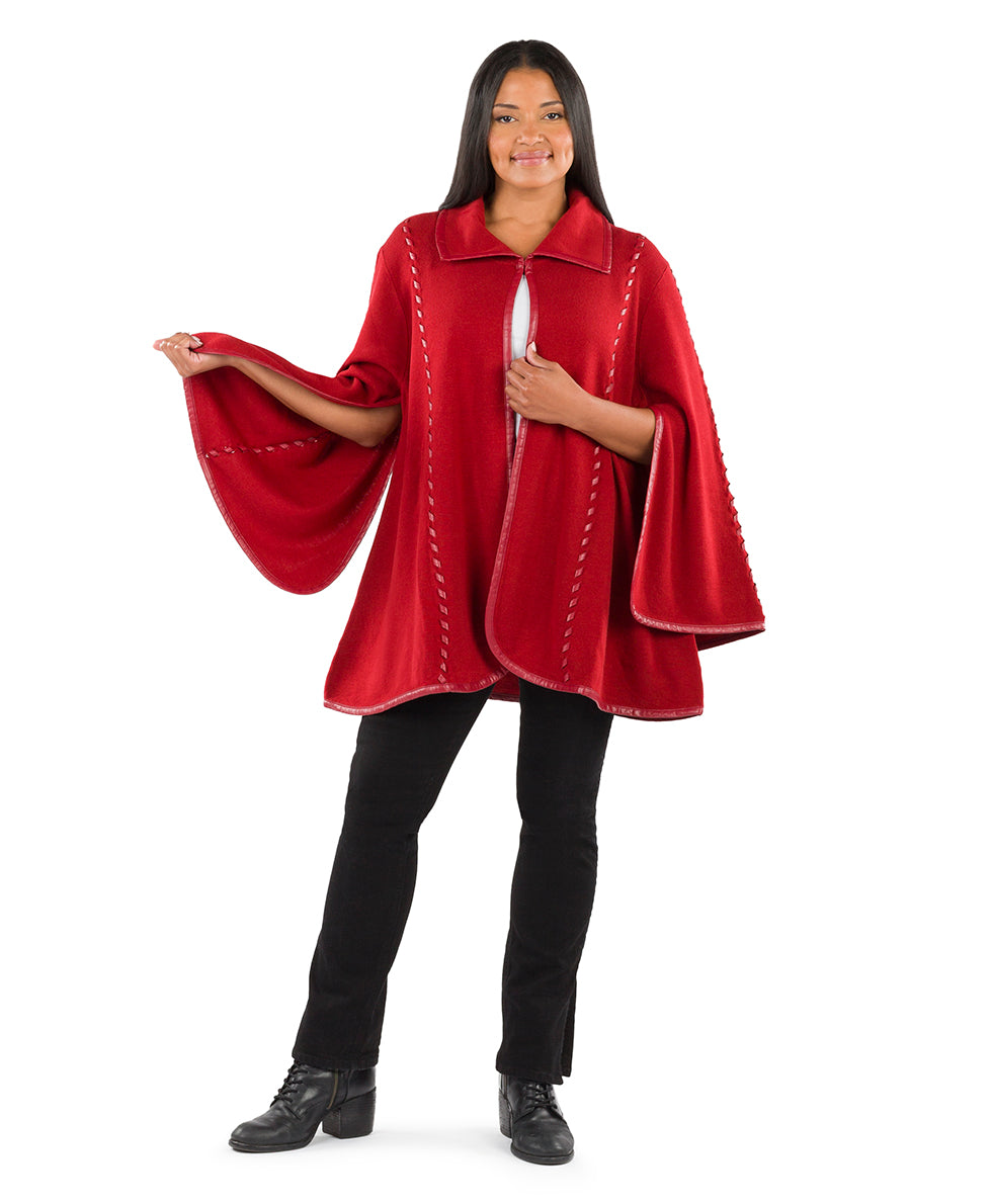 Sleeved Cape - Vintage - maroon - by Patricia Nash - View 16 of 67