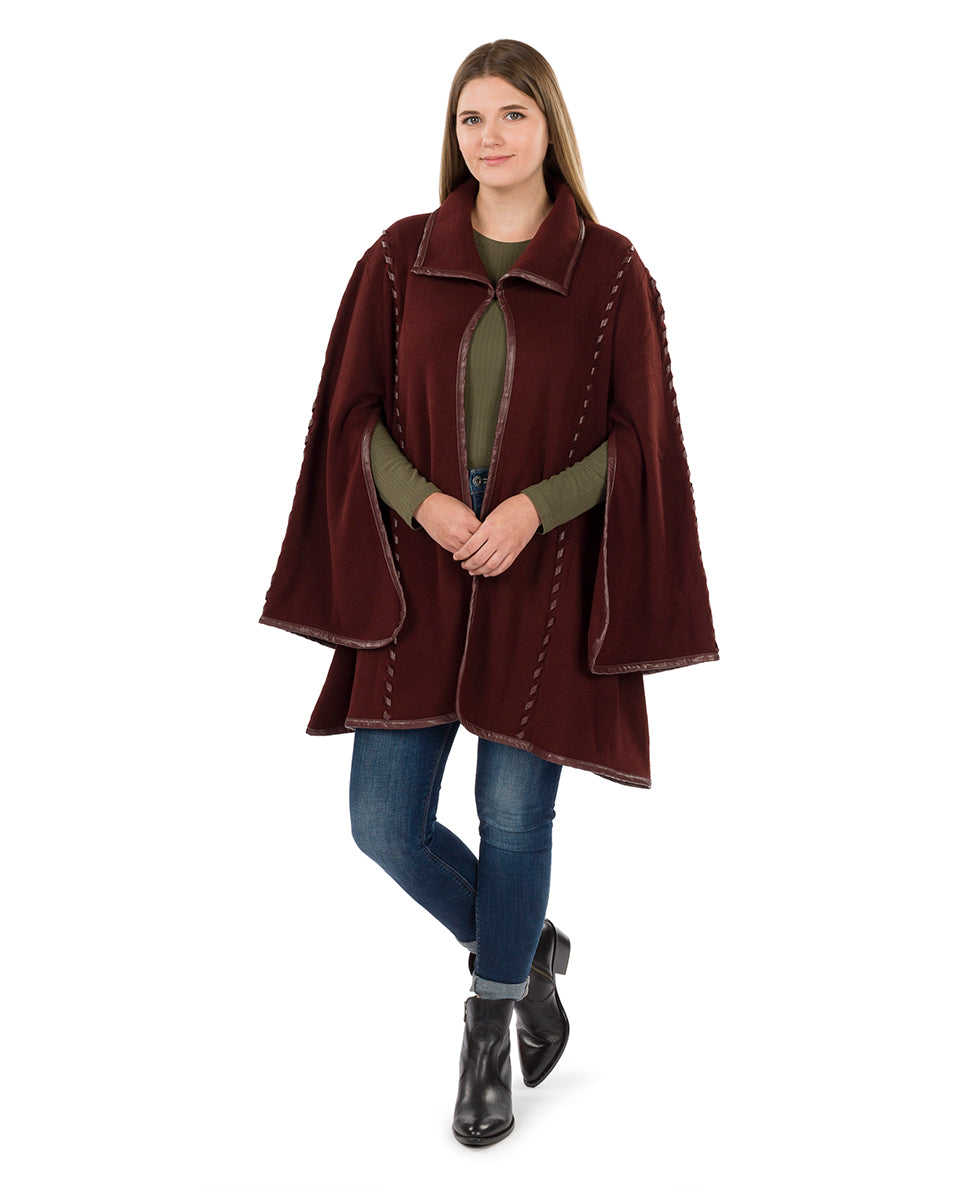 Sleeved Cape - Vintage - maroon - by Patricia Nash - View 1 of 67