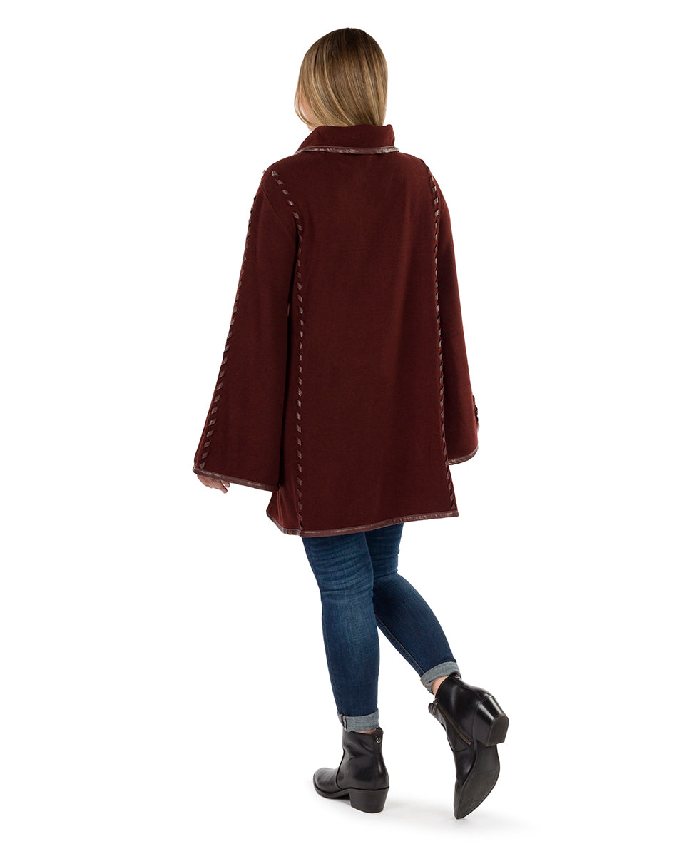Sleeved Cape - Vintage - maroon - by Patricia Nash - View 2 of 67