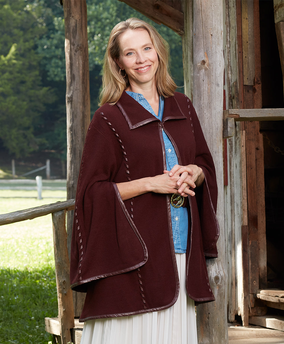 Sleeved Cape - Vintage - maroon - by Patricia Nash - View 4 of 67