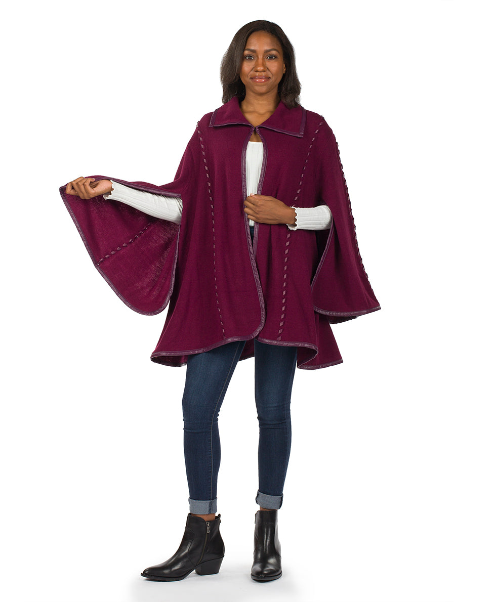 Sleeved Cape - Vintage - maroon - by Patricia Nash - View 25 of 67