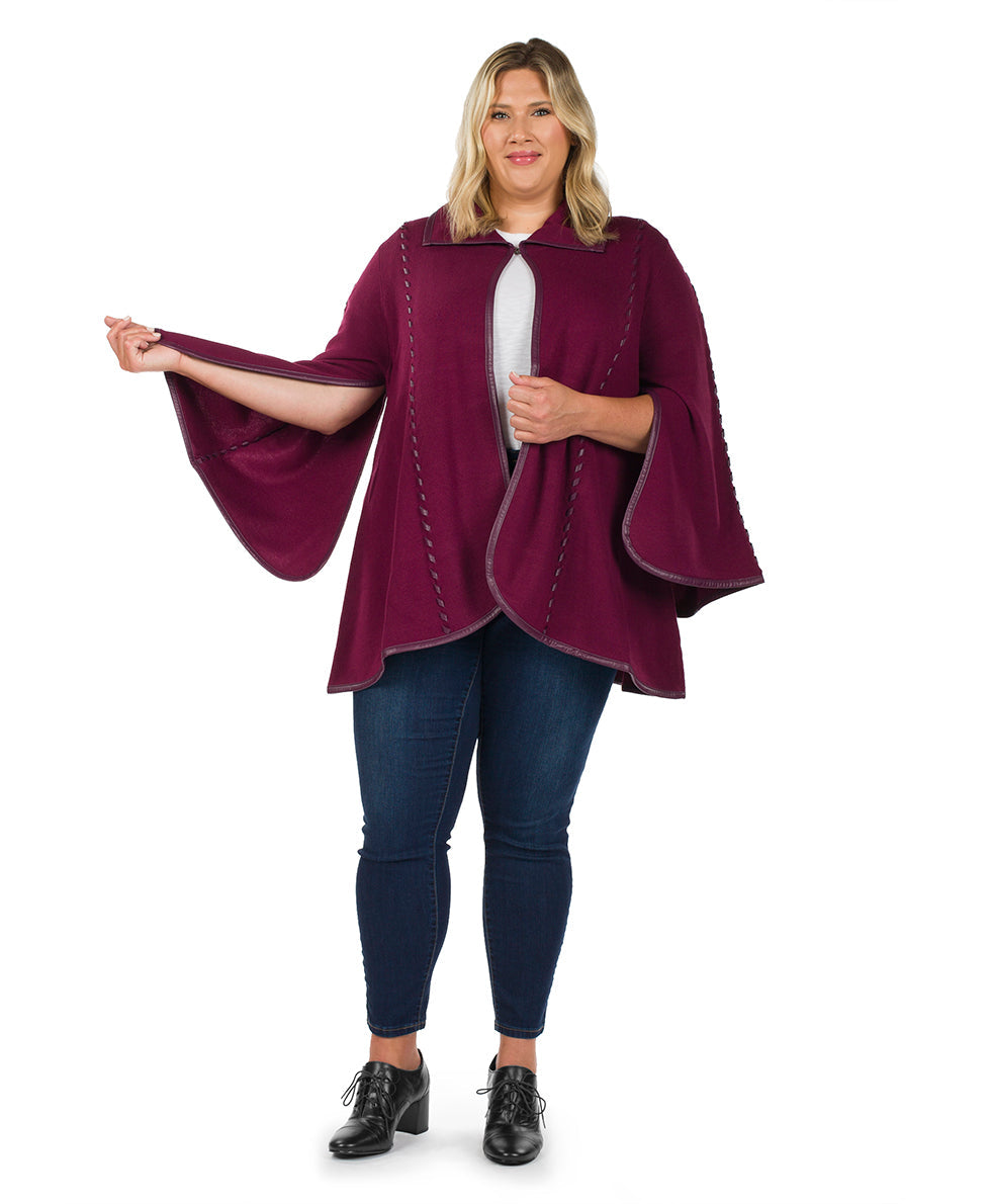 Sleeved Cape - Vintage - maroon - by Patricia Nash - View 28 of 67